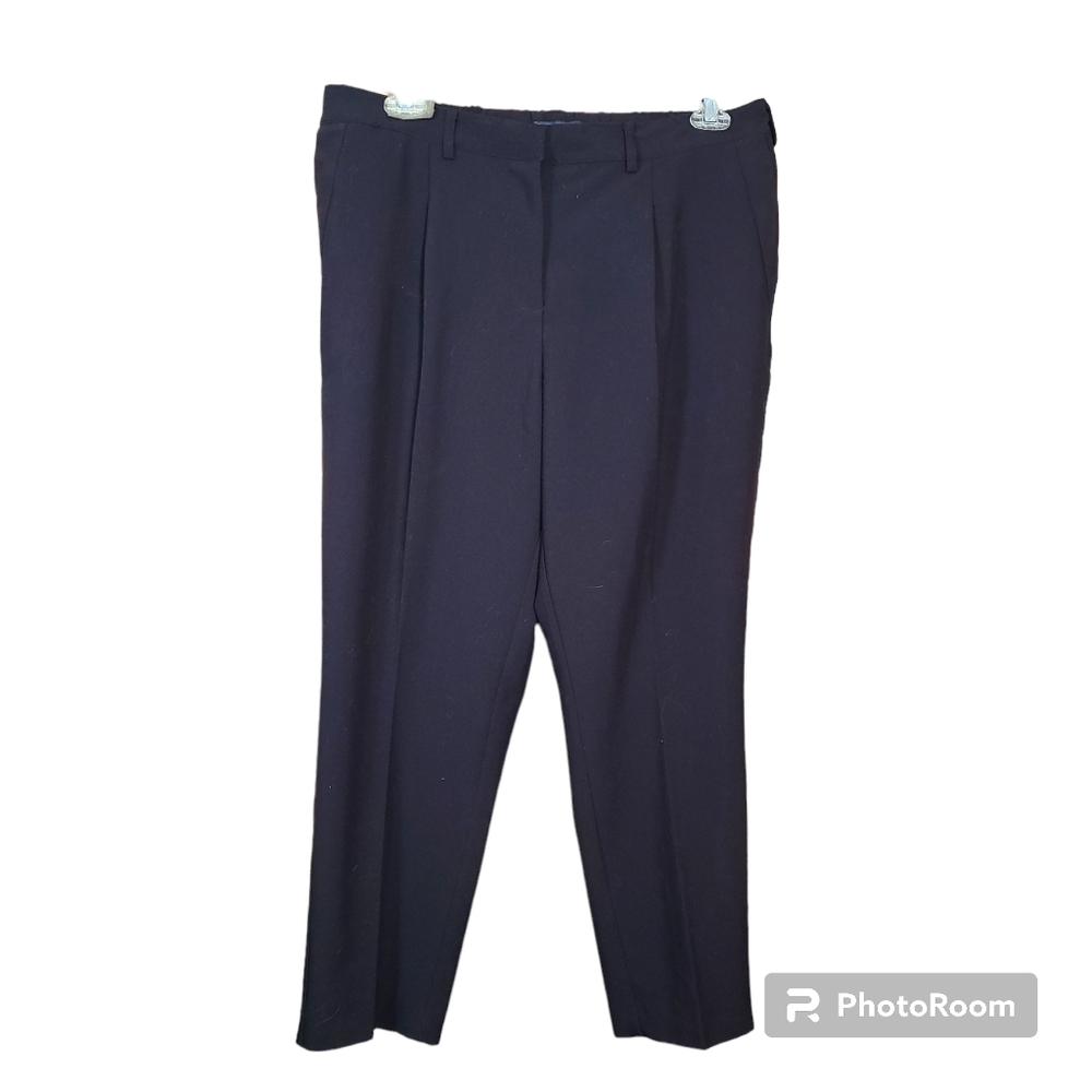 ELLOS Size 16W Black Lined Crepe Straight-Leg Pants Office